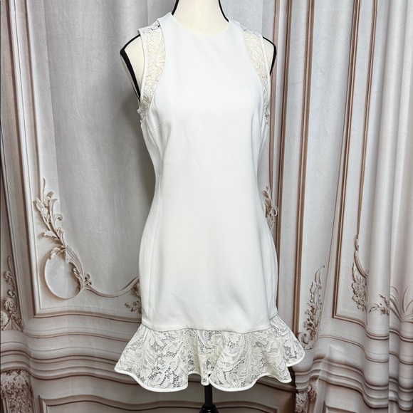 White Dress with Lace Trim - Picture 1 of 5